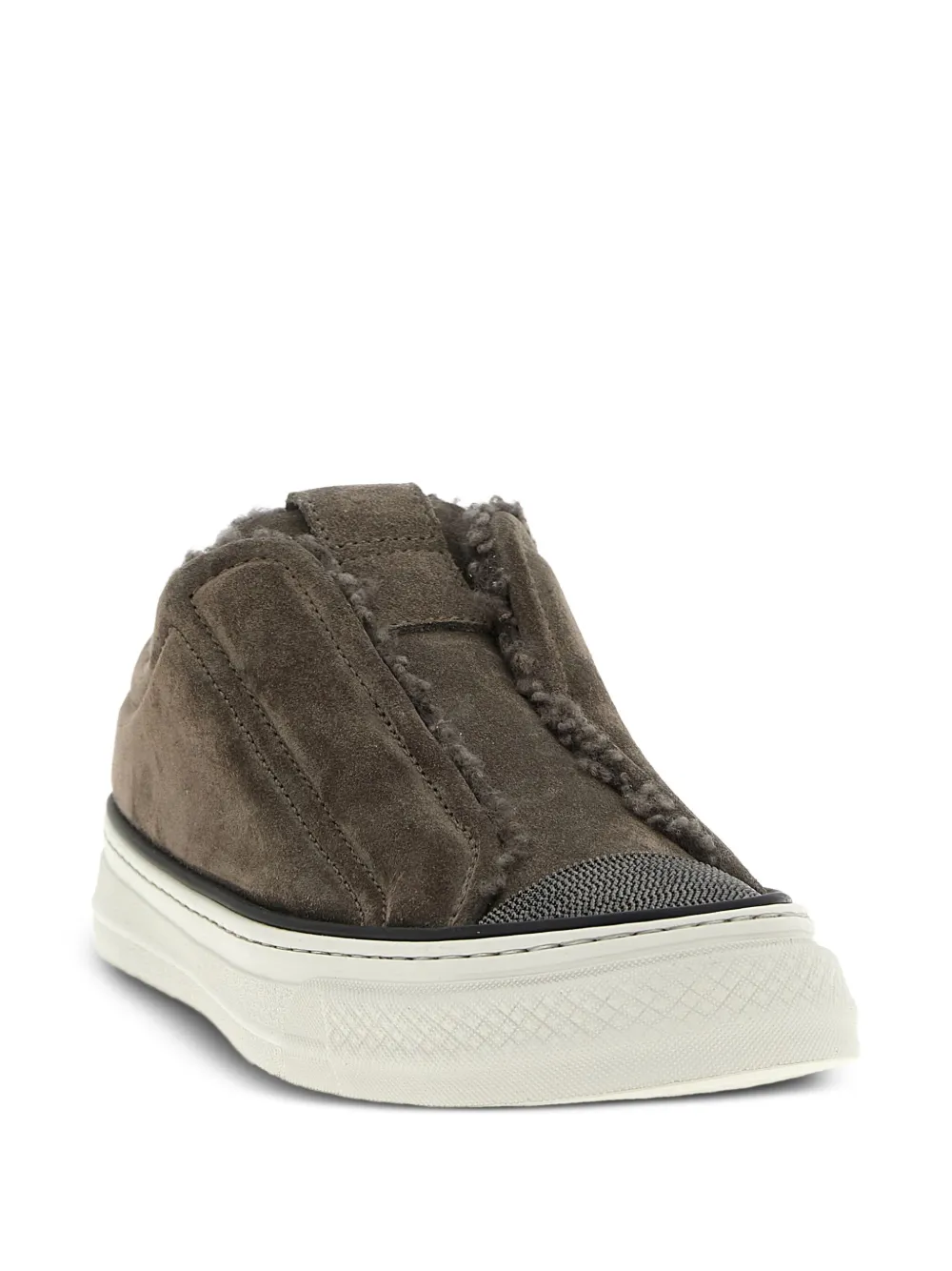 Brunello Cucinelli shearling-trim sneakers Brown
