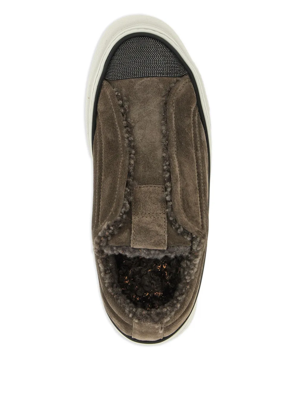 Brunello Cucinelli shearling-trim sneakers Brown