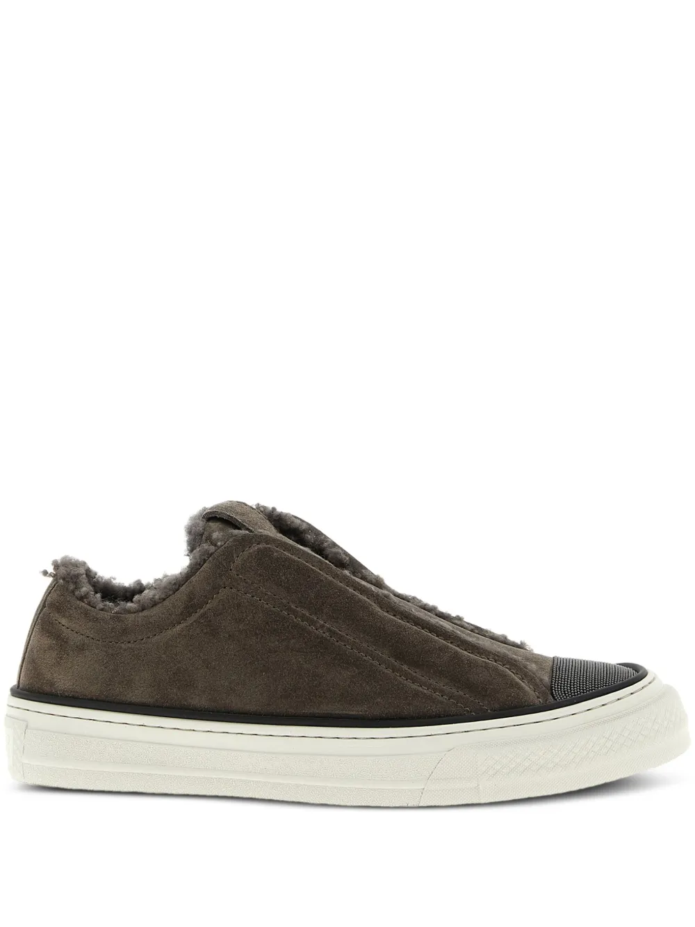 Brunello Cucinelli shearling-trim sneakers Brown