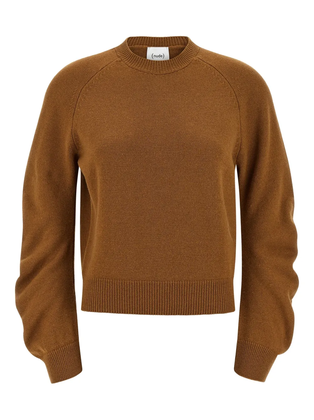 Nude crew neck cuffed-sleeve sweater - ブラウン Nude crew neck cuffed-sleeve sweater - ブラウン