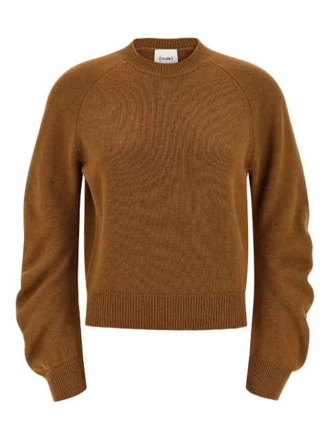 Nude crew neck cuffed-sleeve sweater