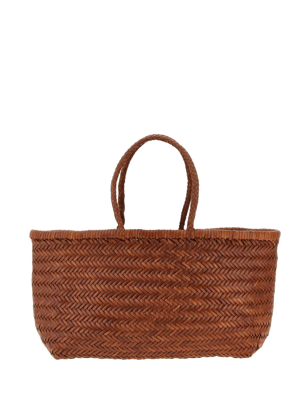 Dragon Diffusion Large Bamboo Triple Jump Chevron-weave Shoulder Bag In Brown