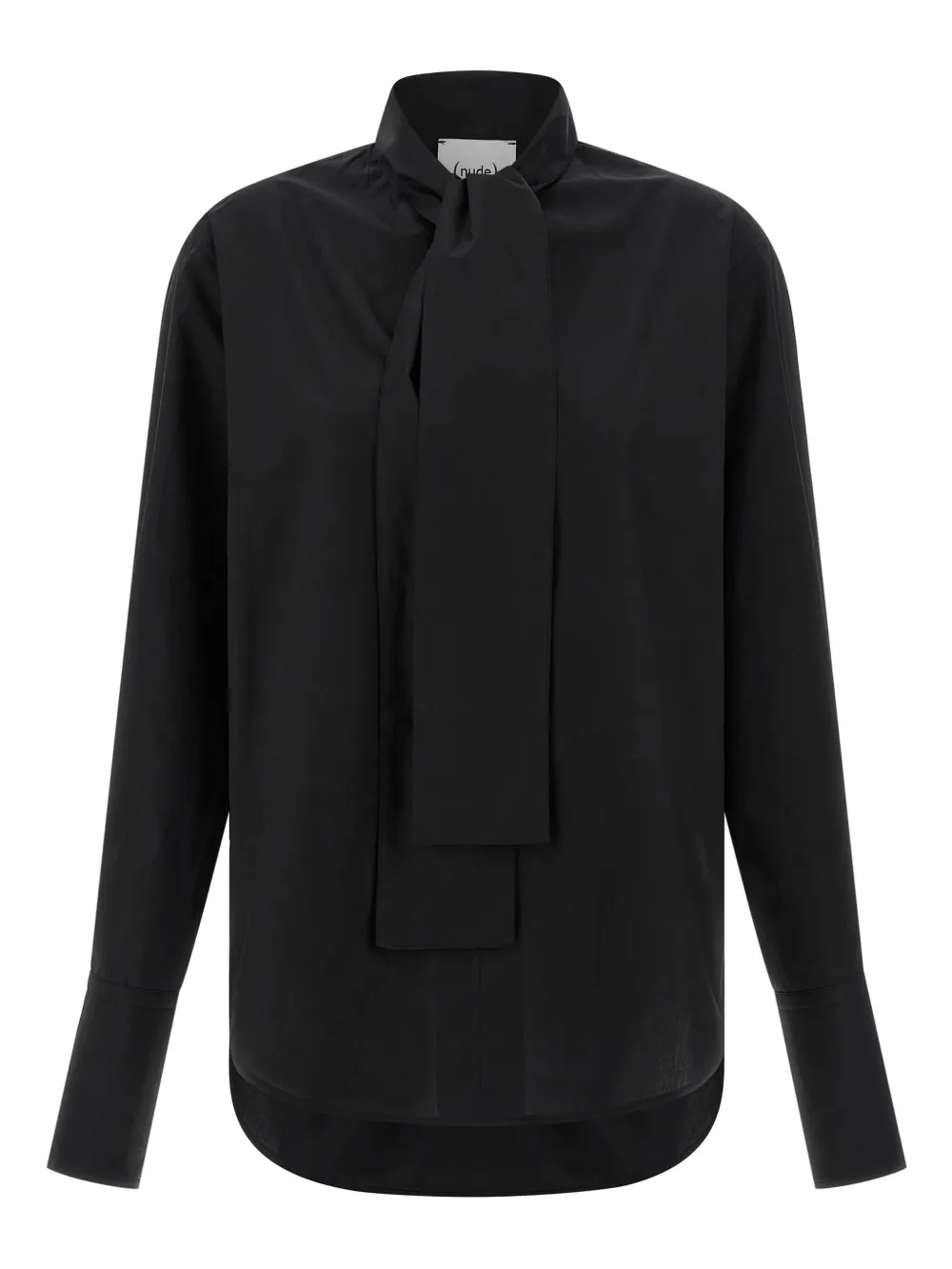 Nude lavallière-collar maxi-cuff blouse | Black | Image 1