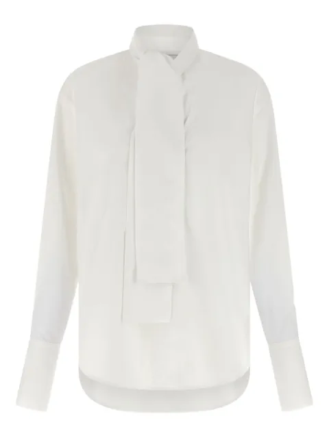 Nude lavallière-collar blouse