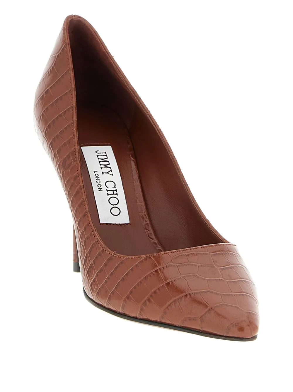 Jimmy Choo 85mm Romy crocodile-effect pointed-toe pumps Brown