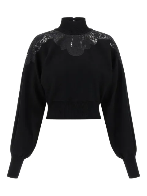 TWINSET lace-insert high-neck sweater