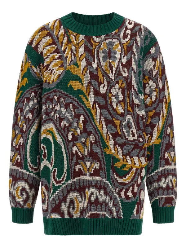Etro Paisley Wool Sweater in Green