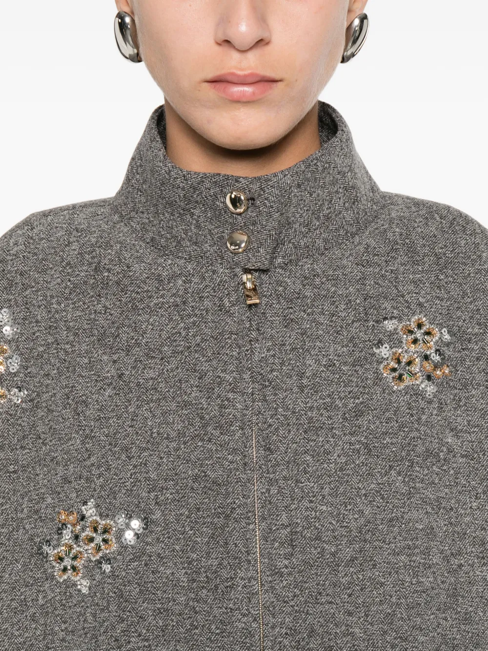 Maje Bomberjack verfraaid met pailletten Grijs