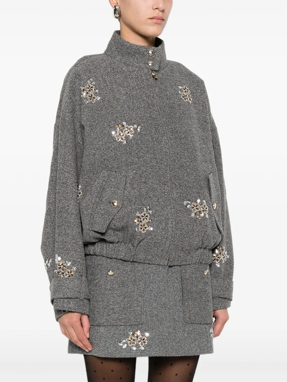 Maje Bomberjack verfraaid met pailletten Grijs