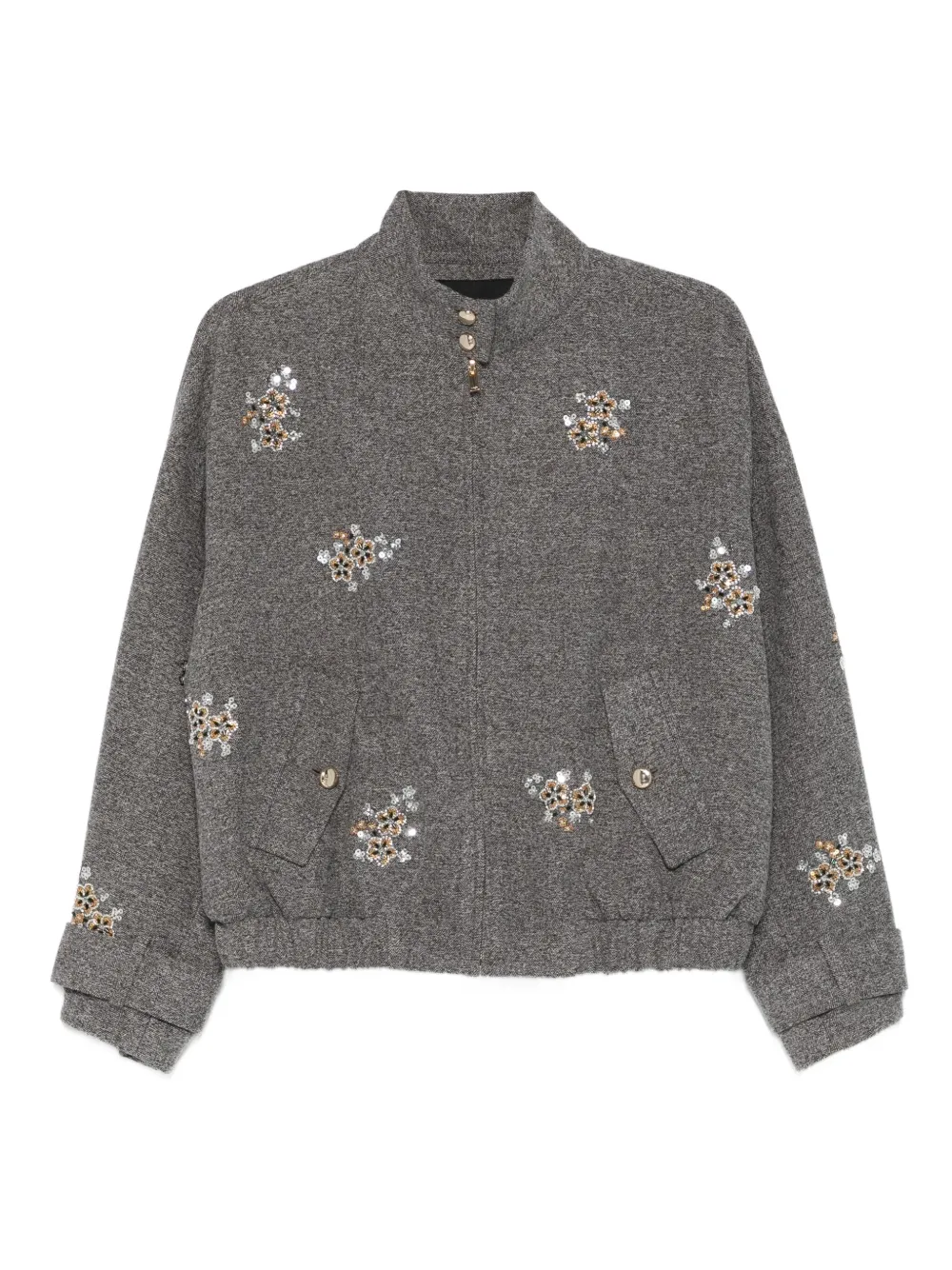 Maje sequin-embellished bomber jacket | Grey | Image 1