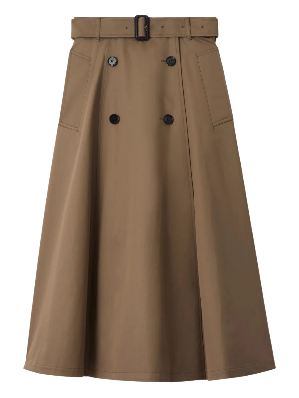 Burberry Beige Skirt With Adjustable Belt And Button Closure In Cotton Woman In Brown