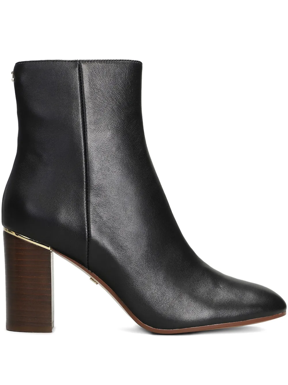 Lola Cruz leather gold-detail block-heel boots Black