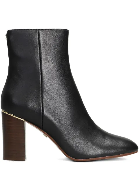 Lola Cruz leather gold-detail block-heel boots