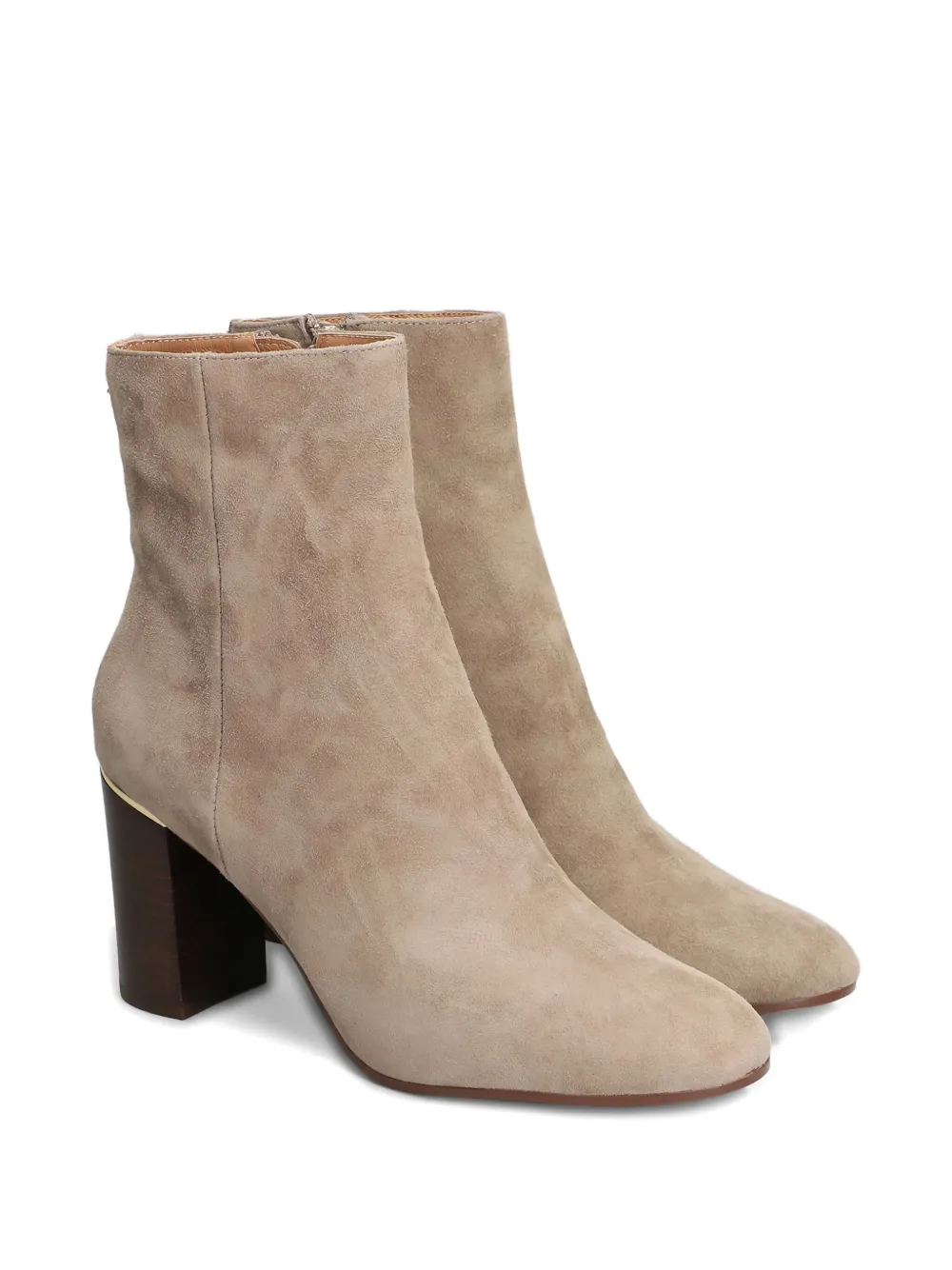 Lola Cruz Suede Zip-fastening Block-heel Boots In Neutral