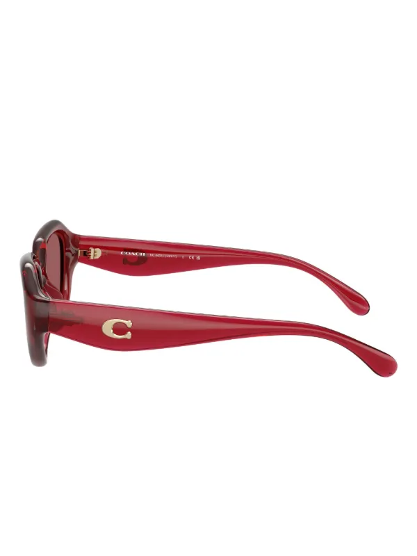 Coach C logo-plaque geometric-frame Sunglasses | Red | FARFETCH display picture 3
