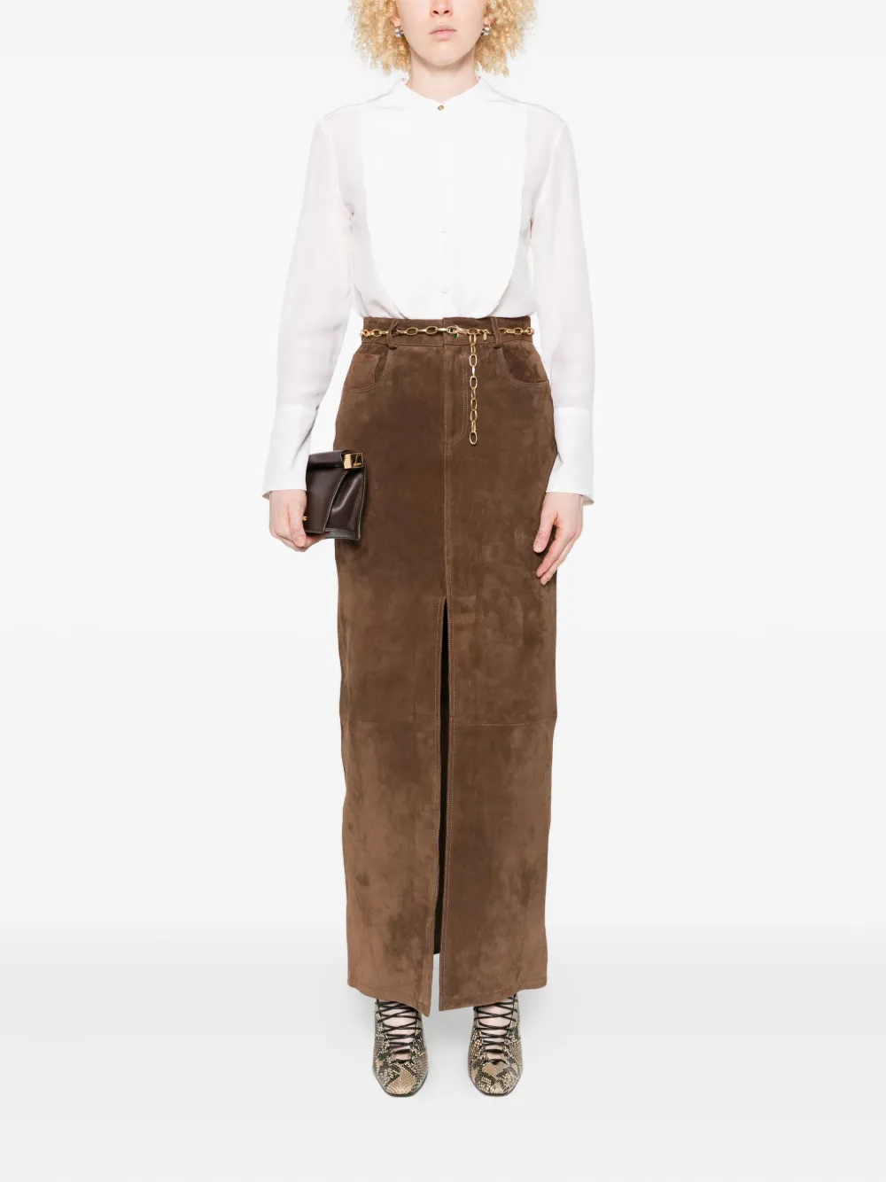 TRAME AUREE Blouse met geplooid vlak - Wit
