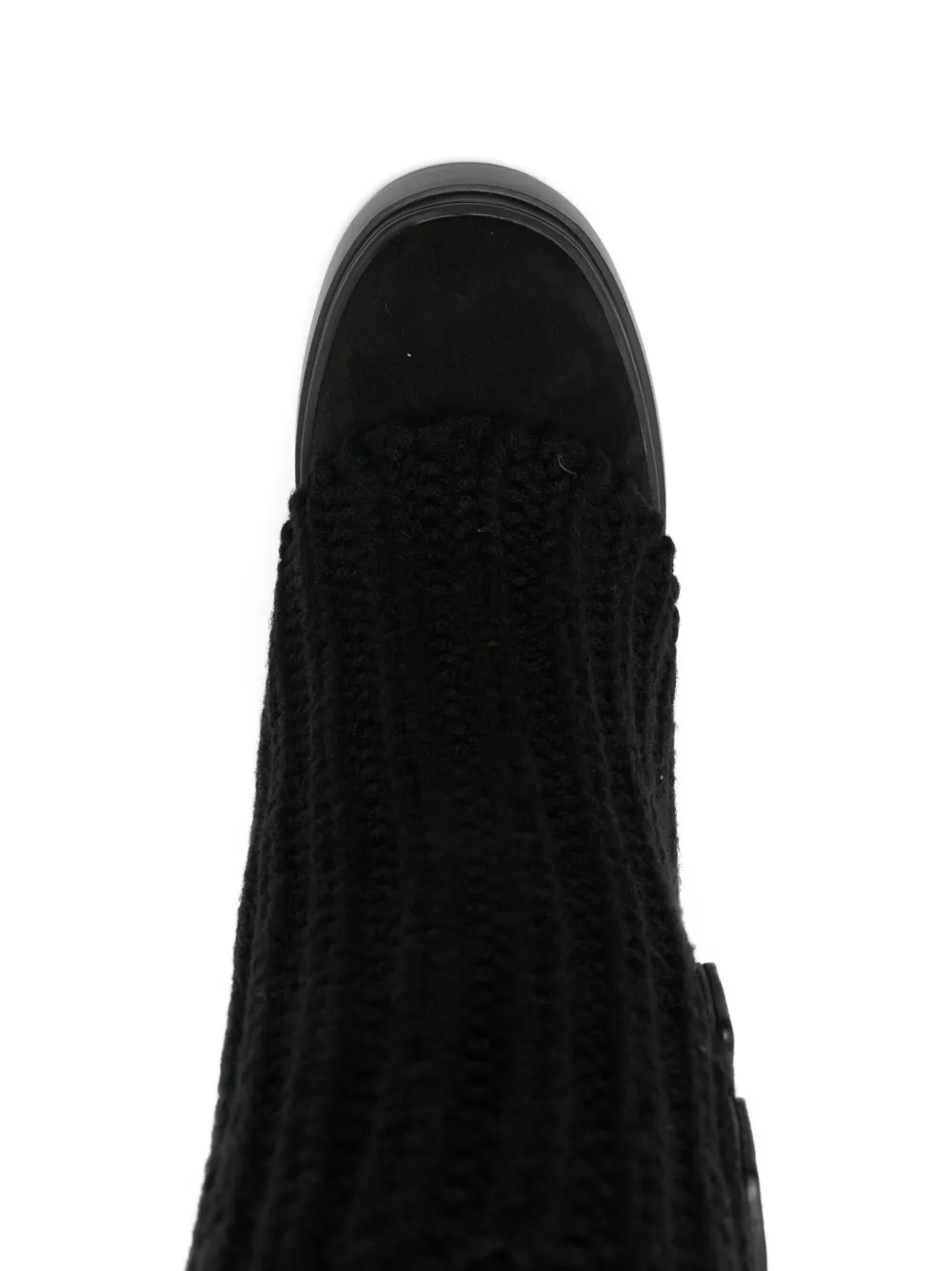 Casadei knitted-cuffs knee-high boots Black