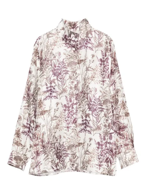 TRAME AUREE floral-print silk shirt