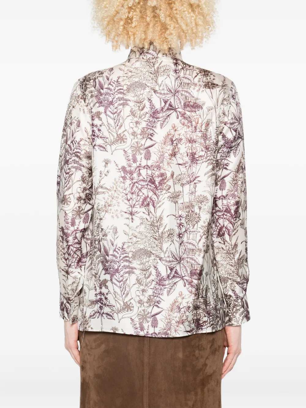 Trame Auree Printed Silk Shirt In Brown