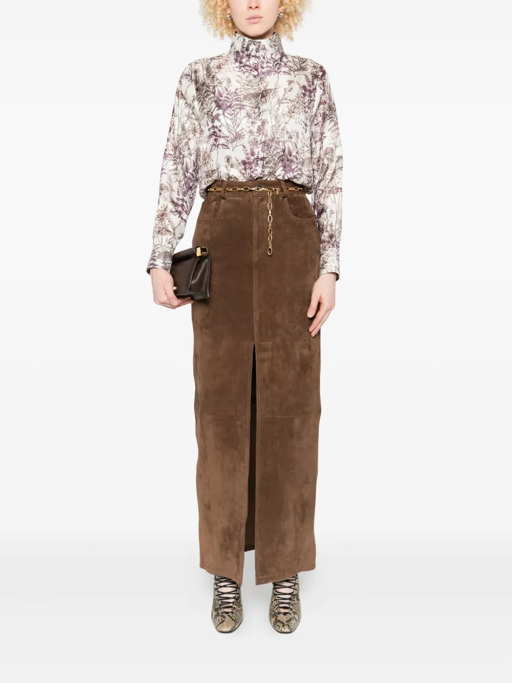 TRAME AUREE Zijden blouse met bloemenprint - Wit