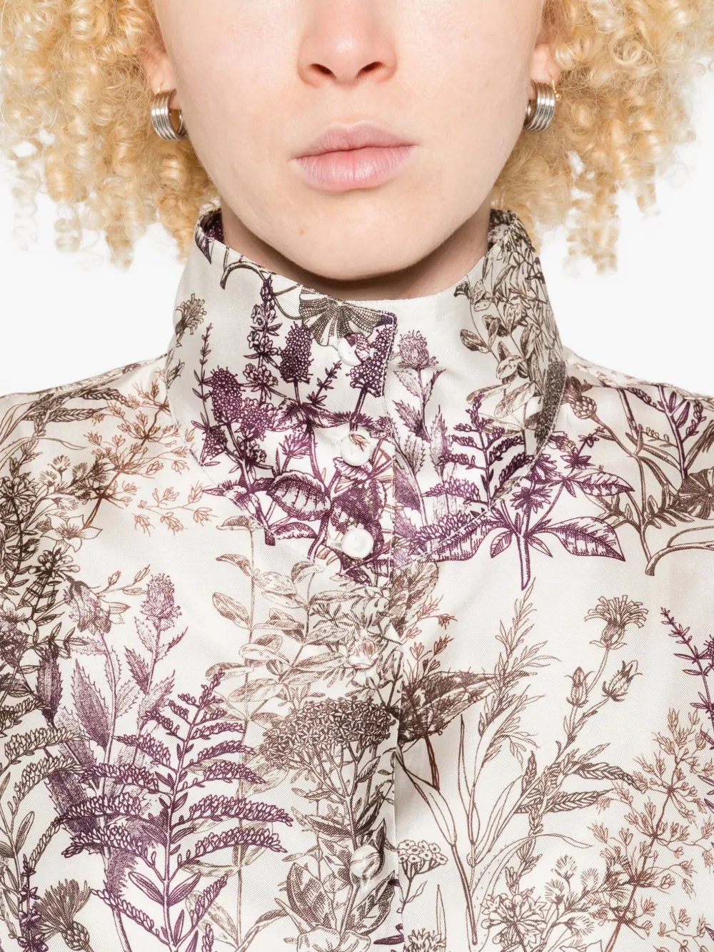 Trame Auree Printed Silk Shirt In Brown