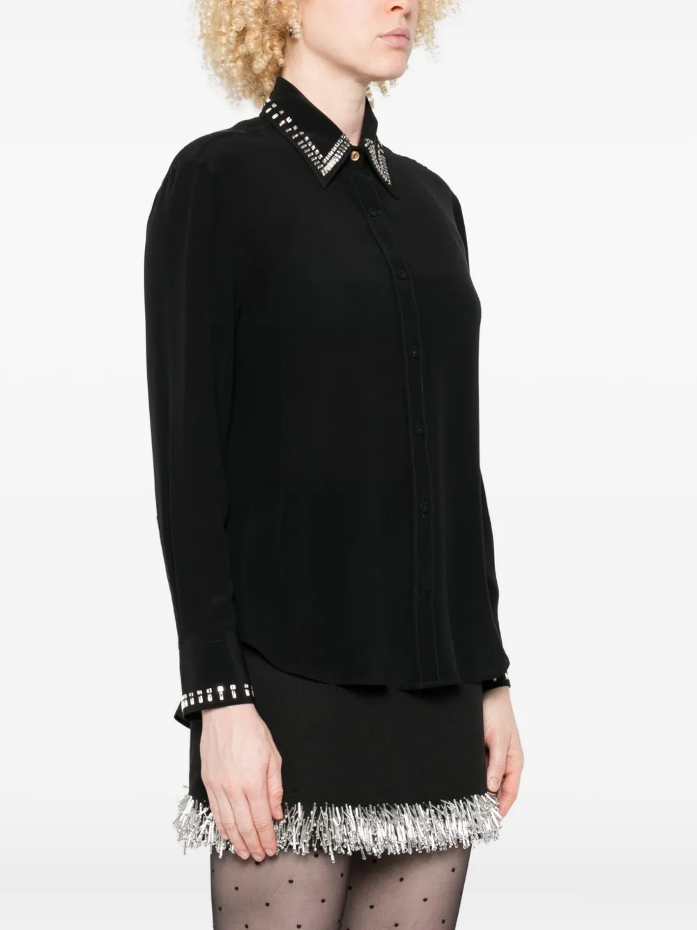 Trame Auree Embellished Long-sleeve Shirt In Black