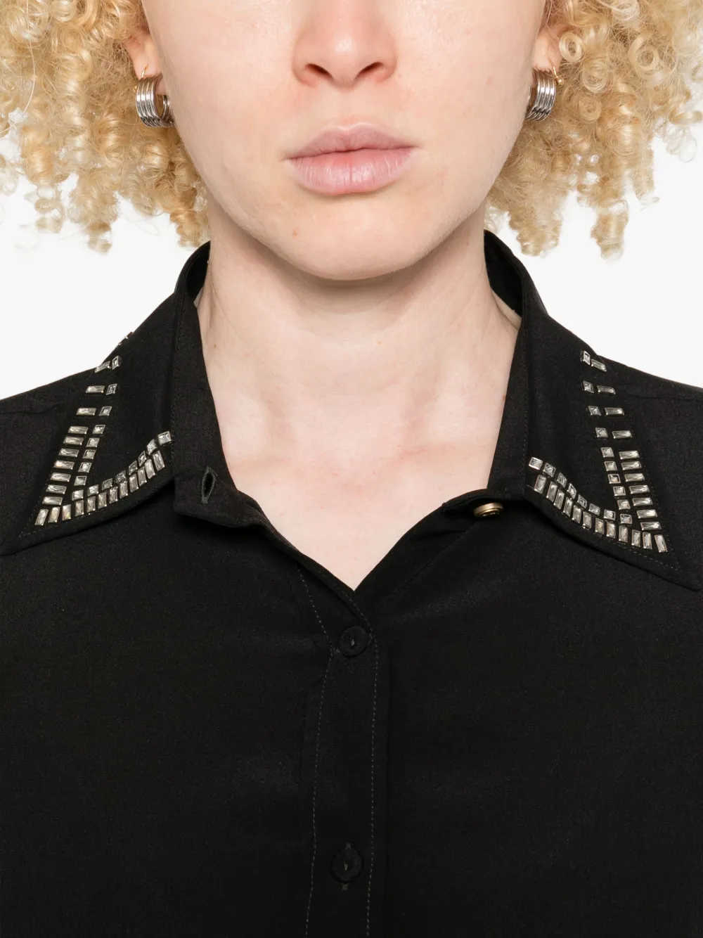 Trame Auree Embellished Long-sleeve Shirt In Black