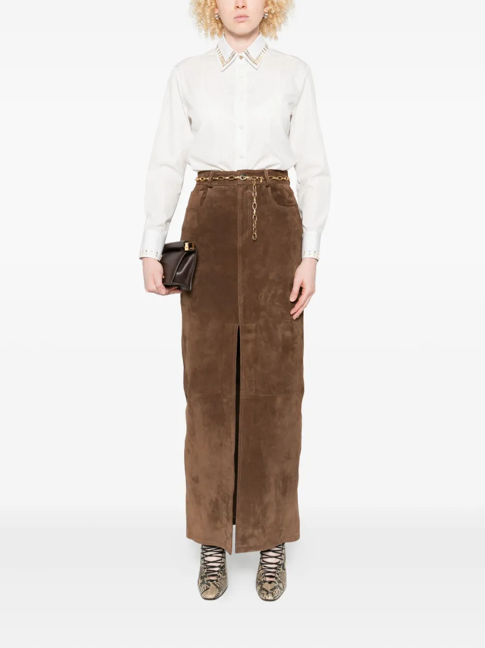 TRAME AUREE Gestreepte verfraaide blouse - Wit