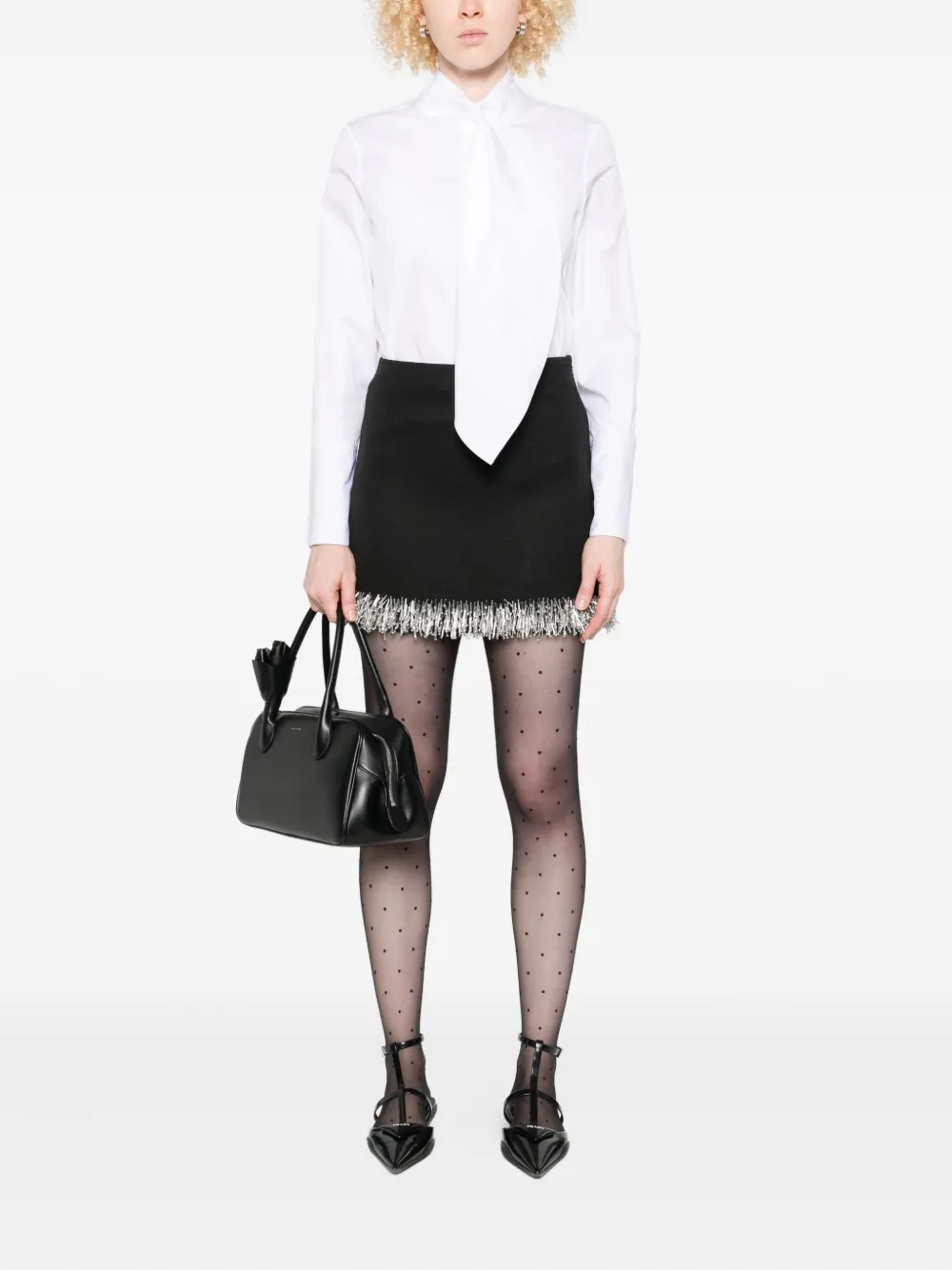TRAME AUREE Shirt met gestrikte hals - Wit