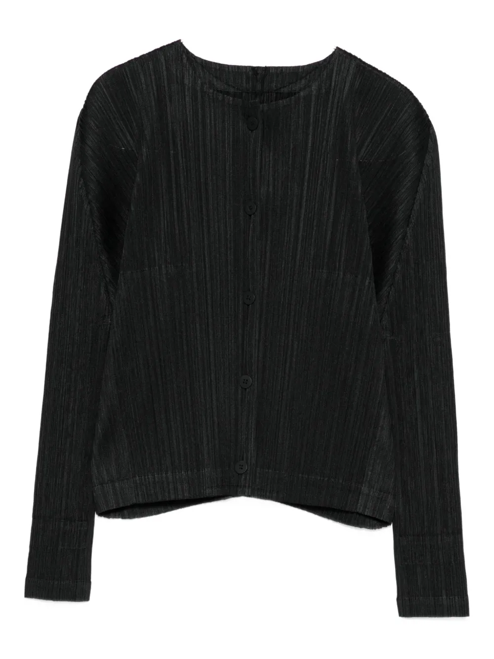 Issey Miyake Pleated Button-front Jacket In Black
