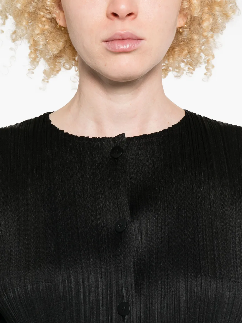 Issey Miyake Pleated Button-front Jacket In Black