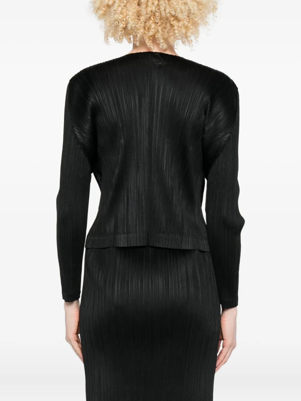 Issey Miyake Pleated Button-front Jacket In Black