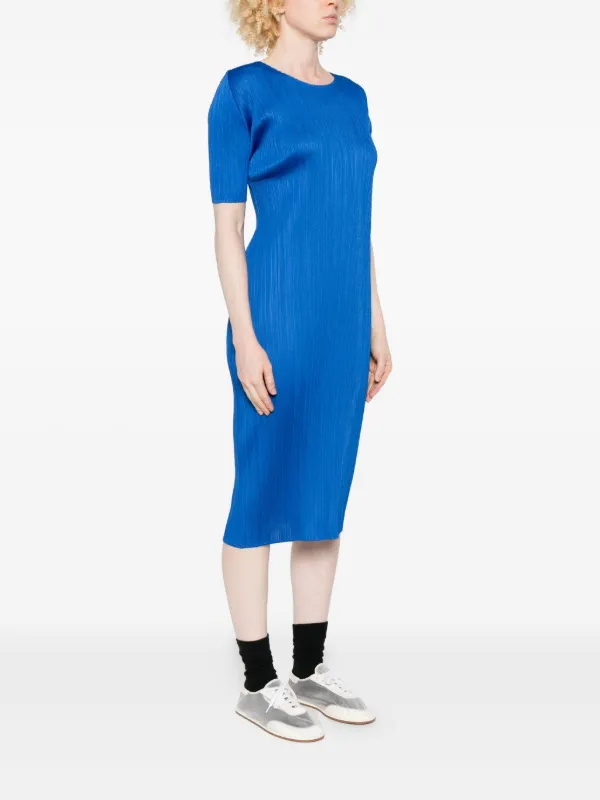 Pleats Please Issey Miyake Monthly Colour : August Pleated Midi Dress |  Blue | FARFETCH