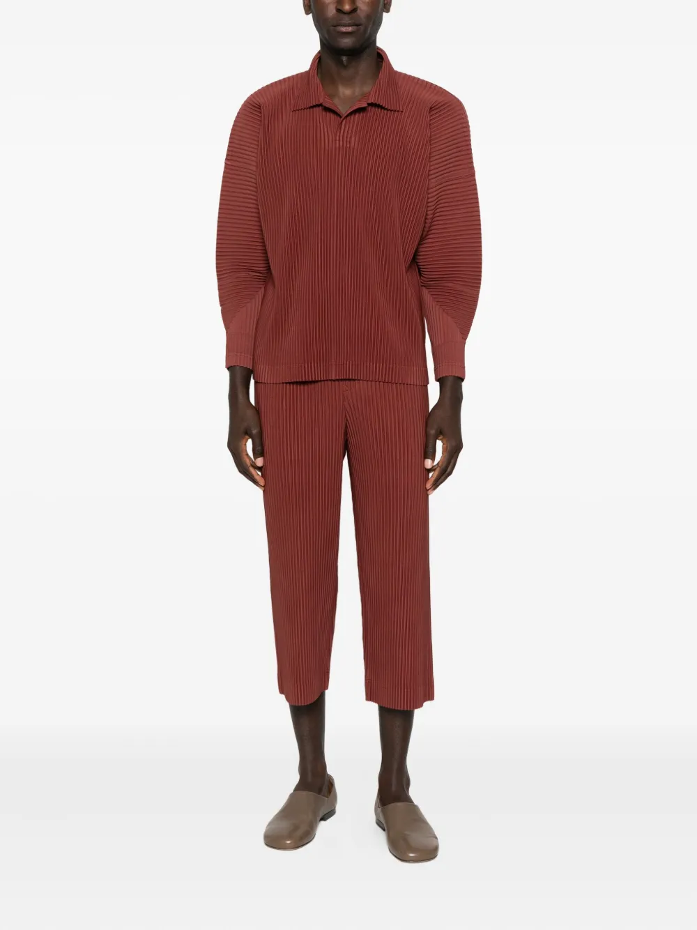 Homme Plissé Issey Miyake pleated cropped trousers - Bruin