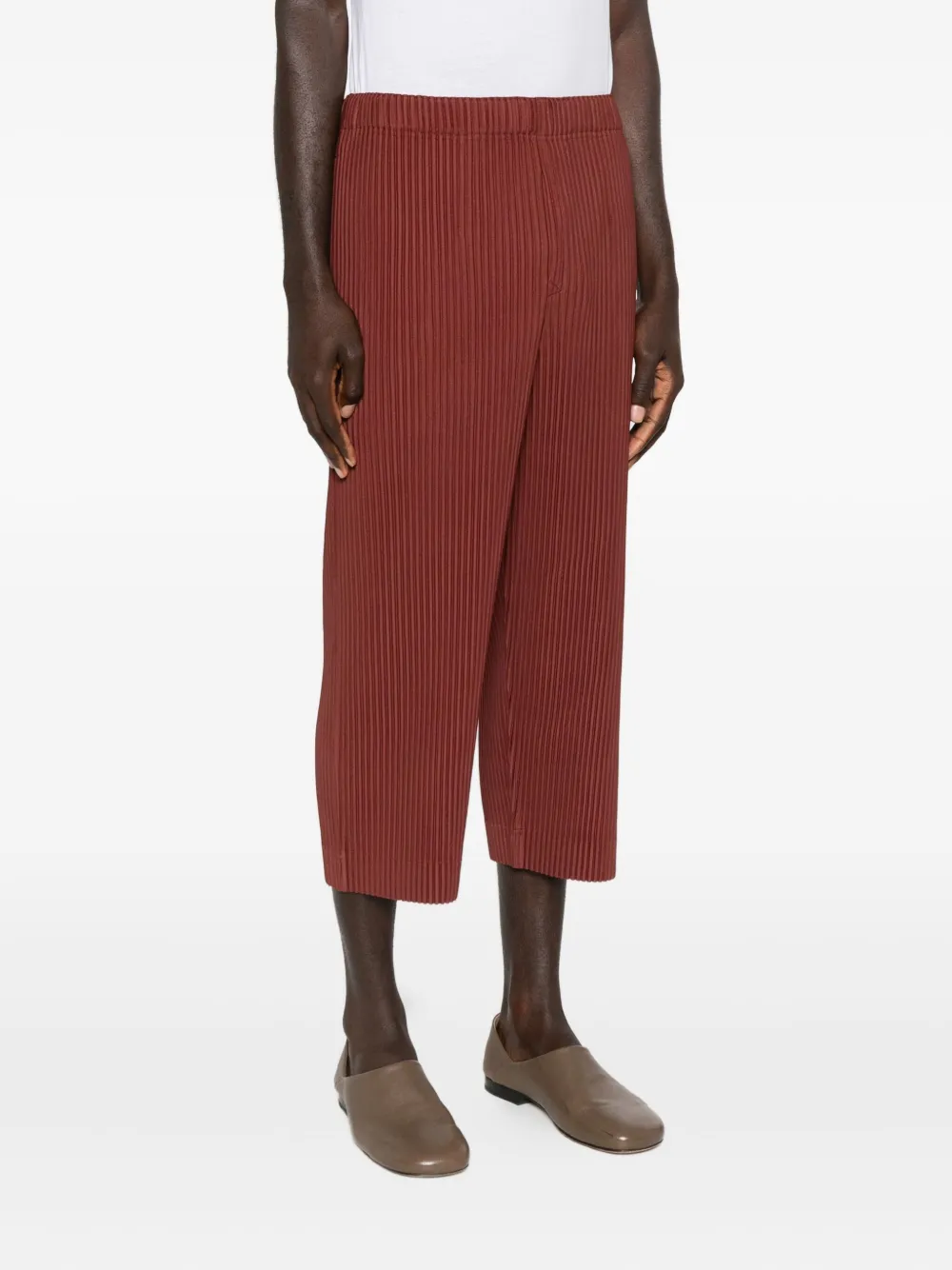 Issey Miyake Homme Plisse'  Men Pleated Trousers In Burgundy