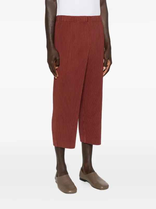 Homme Plissé Issey Miyake プリーツ クロップドパンツ | ブラウン 