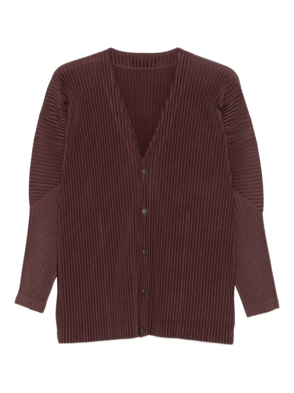 Homme Plissé Issey Miyake Pleated Button Cardigan | Brown