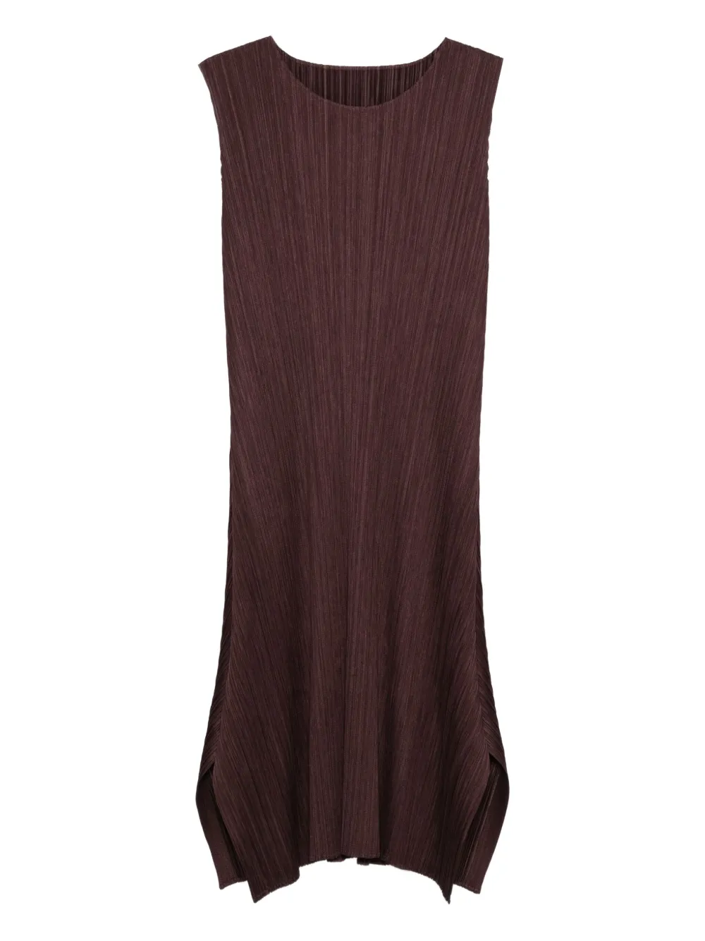Pleats Please Issey Miyake Monthly Colors: July pleated-sleeveless midi dress | Brown | Image 1