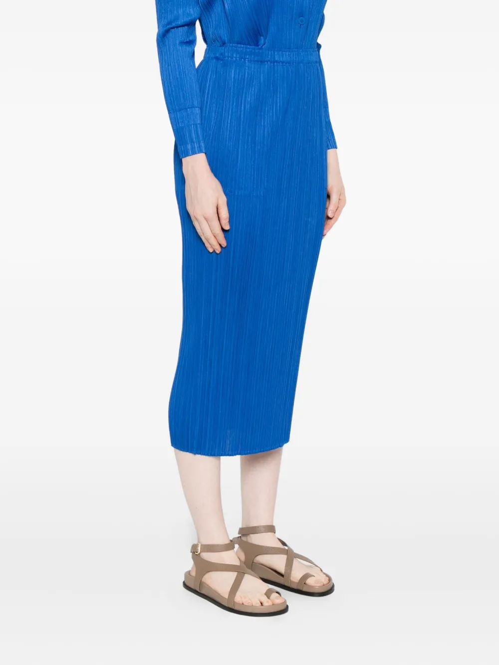 Issey Miyake Monthly Colors: August Pleated-pocket Midi Skirt In Blue
