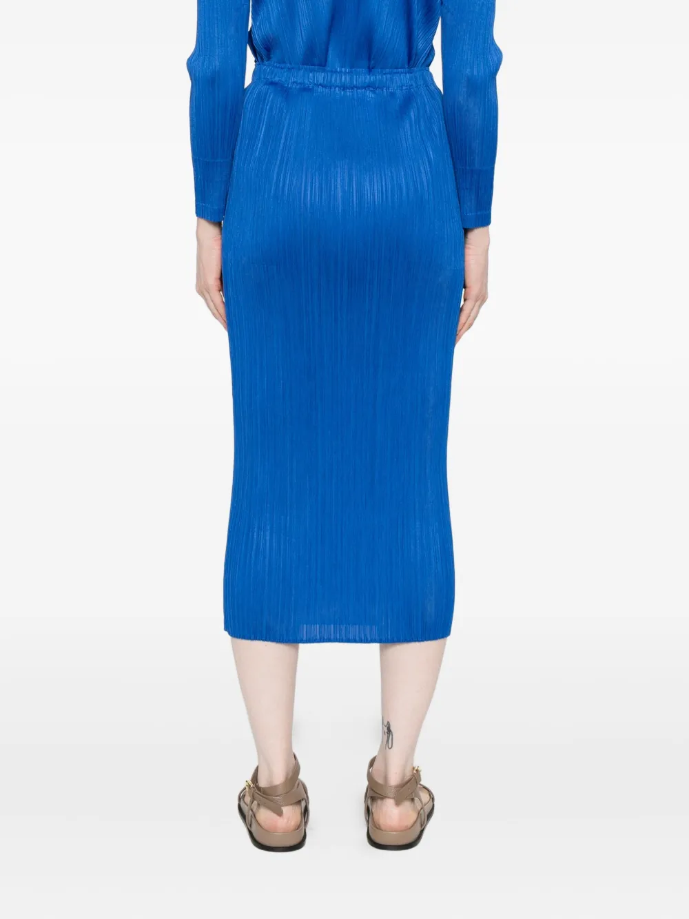 Issey Miyake Monthly Colors: August Pleated-pocket Midi Skirt In Blue