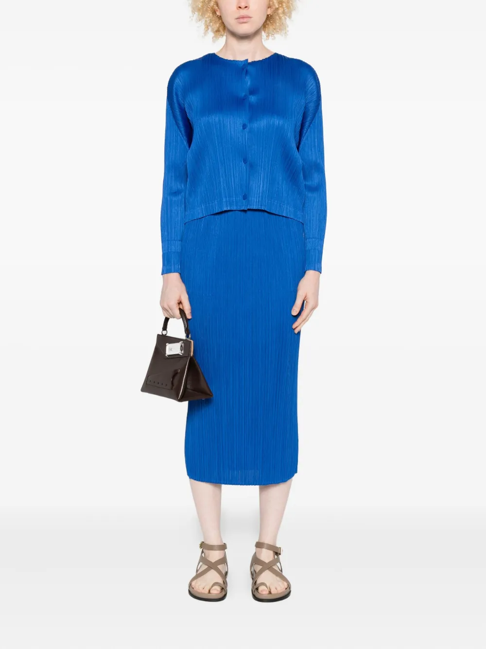 Pleats Please Issey Miyake Monthly Colors: August pleated-pocket midi skirt - Blauw