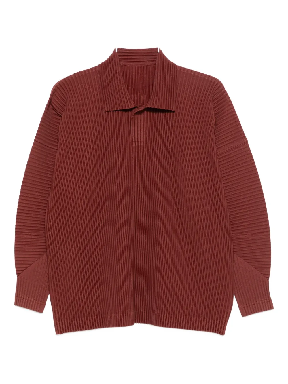 Issey Miyake Homme Plisse'  Men Pleated Polo Shirt In Burgundy