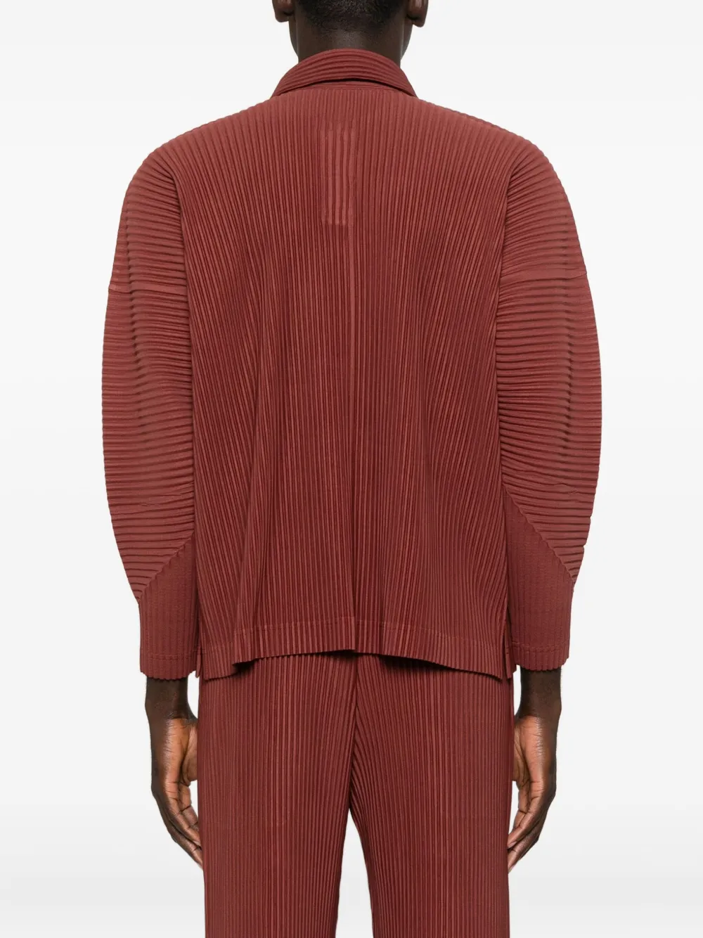Issey Miyake Homme Plisse'  Men Pleated Polo Shirt In Burgundy