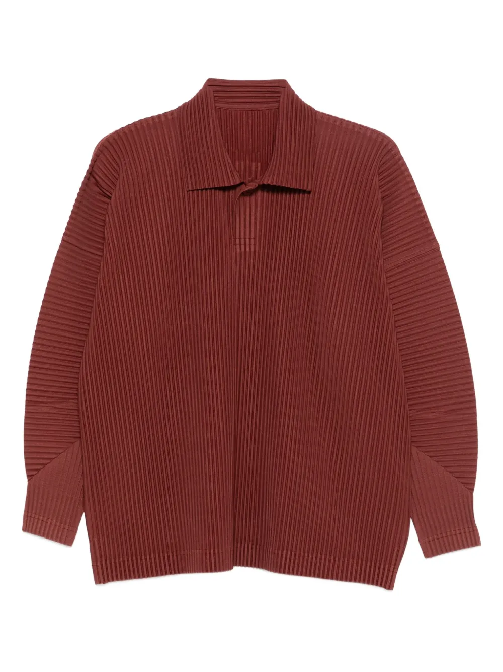 Homme Plissé Issey Miyake pleated long-sleeves polo shirt | Brown | Image 1