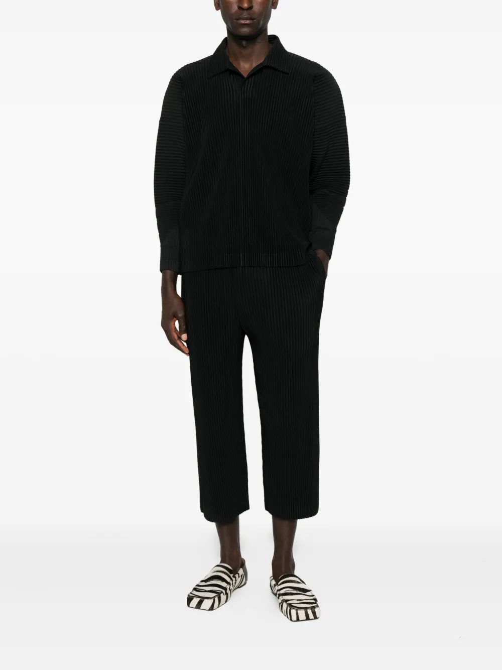 Homme Plissé Issey Miyake pleated polo shirt - Zwart