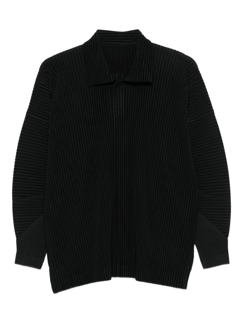 Homme Plissé Issey Miyake pleated polo shirt | Black | Image 1