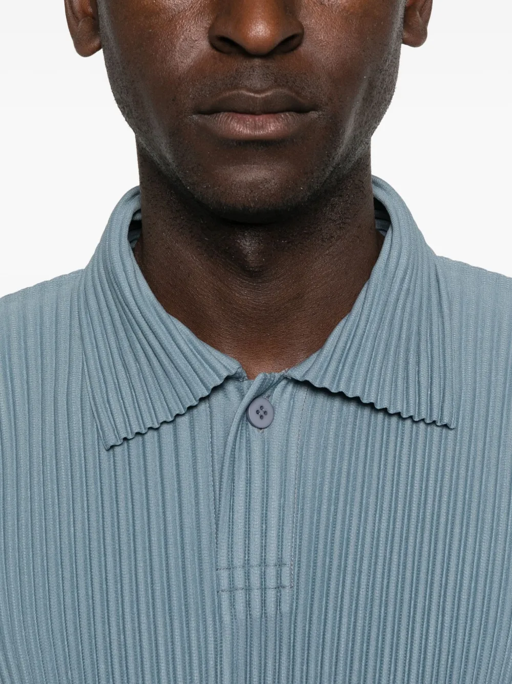 Homme Plissé Issey Miyake Geplooid poloshirt met lange mouwen Blauw
