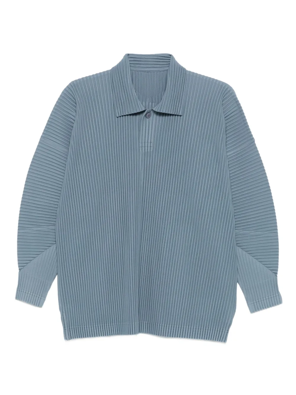Homme Plissé Issey Miyake pleated long-sleeve polo shirt | Blue | Image 1