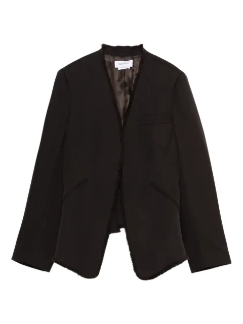 Alexander McQueen raw-edge tailored fringed-hem jacket