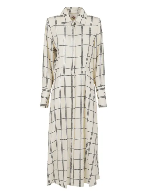 CRIDA check-pattern midi shirt dress